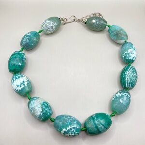 Jay King Desert Rose Trading Sterling Silver Chunky Green Apatite Necklace